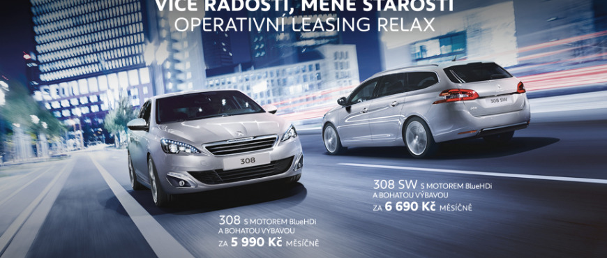 Výhodné nabídky operativního leasingu i pro fyzické osoby představuje také Peugeot s modely 308 a 308 SW již o 5990 Kč vč. DPH